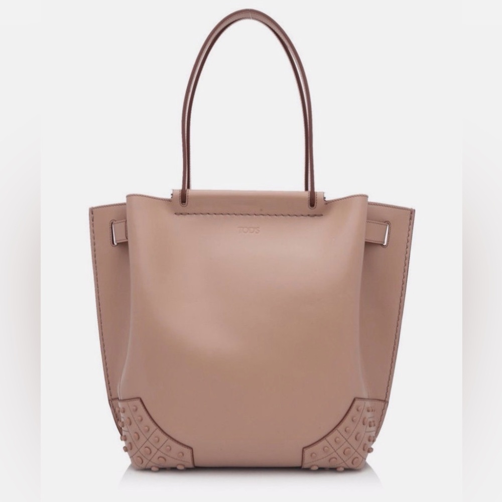 Tod's Wave Shopping Pink Beige Leather Tote Bag